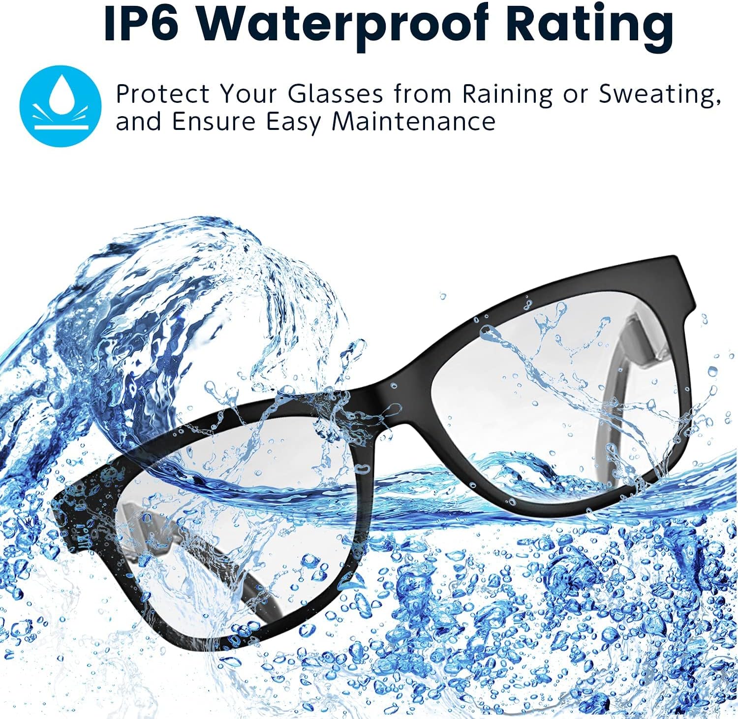 Bone Conduction Glasses, Open-Ear Headphones Bluetooth, Photochromic Sunglasses Anti Blue Ray, IP6 Waterproof Audio Glasses, Hand-Free Calling and Music, Smart Glasses for Women and Men