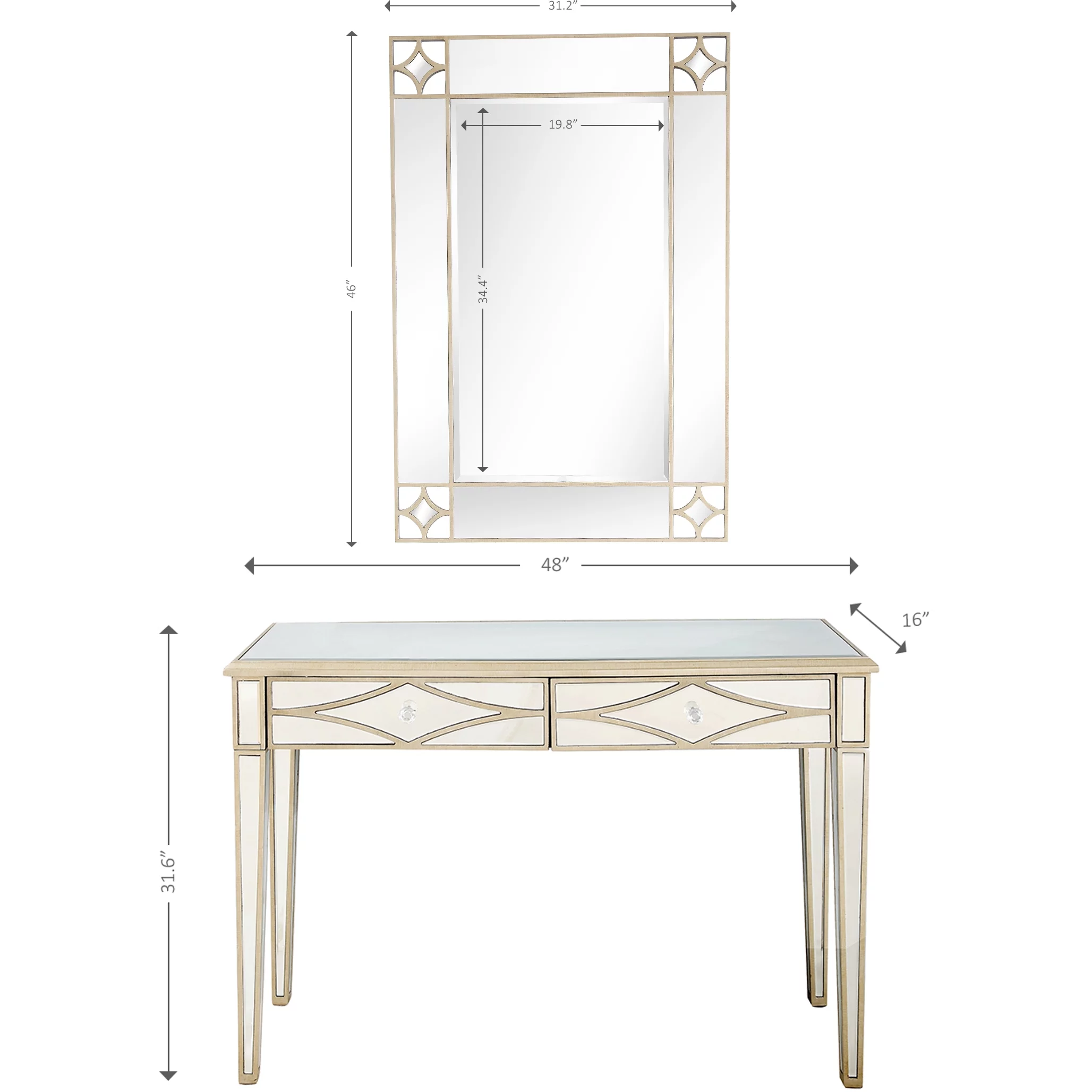 Camden Isle Huxley Wall Mirror and Console Table