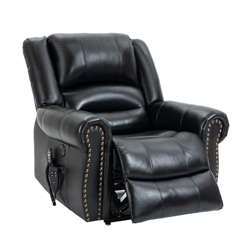 Dual Motor Power Lift Chair, Lay Flat Recliner Chair, Electric Recliner with Massage and Heat for Elderly, Remote Control, Infinite Position, Standing Assistance, USB Ports, Faux Leather, Brown