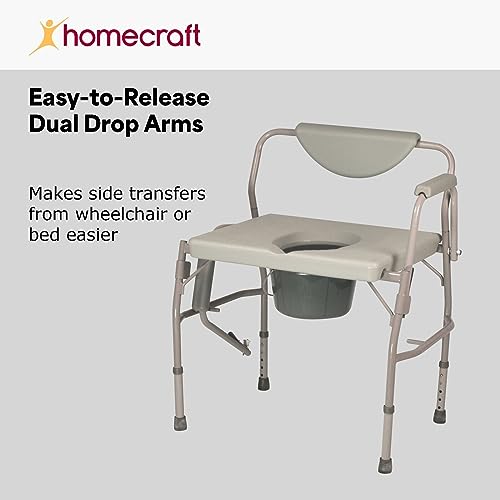 Homecraft Deluxe Bariatric Drop Arm Commode, 1000 Pound Weight Capacity, Adjustable Height Bedside or Over-the-Toilet Commode, Designed for Patients Who Struggle with Obesity, Easy-to-Assemble