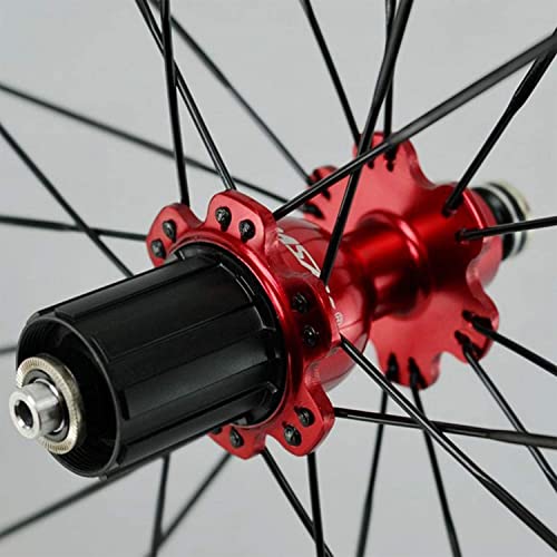 700C Road Bike Wheelset,40MM Flat Bar 4 Bearing Quick Release Bike Wheelset 7-12 Speed C Brake V Brake Front 2 Rear 4 Bearings