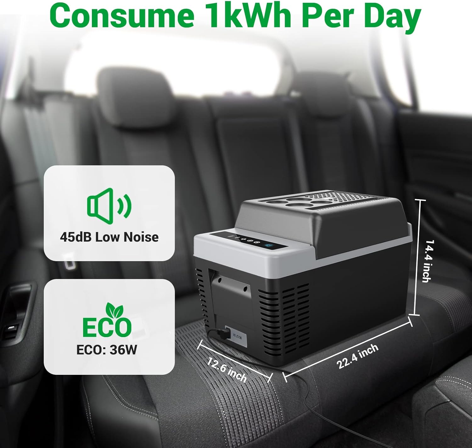 F40C4TMP 12 Volt Refrigerator 24 Quart (23L) Portable Freezer (-7.6℉~50℉) with 12/24V DC and 110-240V AC Compressor Car Fridge for Camping, Truck, RV, Boat, and Trip