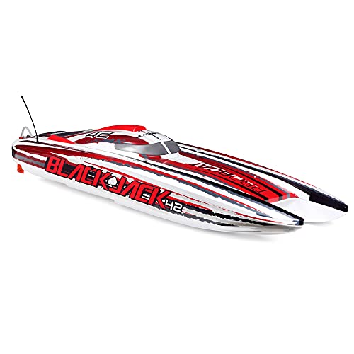 Pro Boat RC Blackjack 42" 8S Brushless Catamaran RTRBattery and Charger Not Included White/Red PRB08043T2