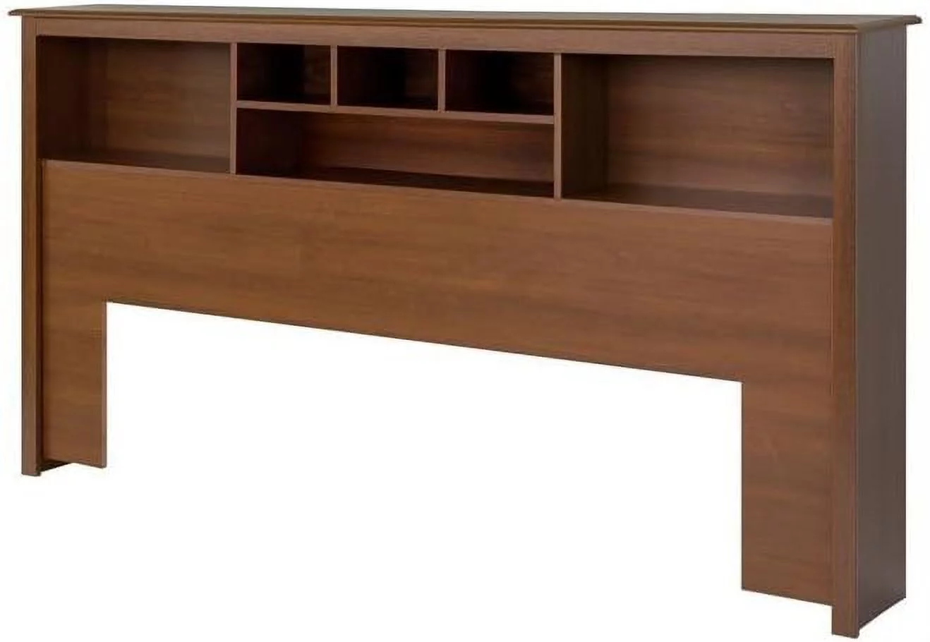 Country Style King Size Wood Bookcase Bed Headboard and Cabinet Storage in Cherry