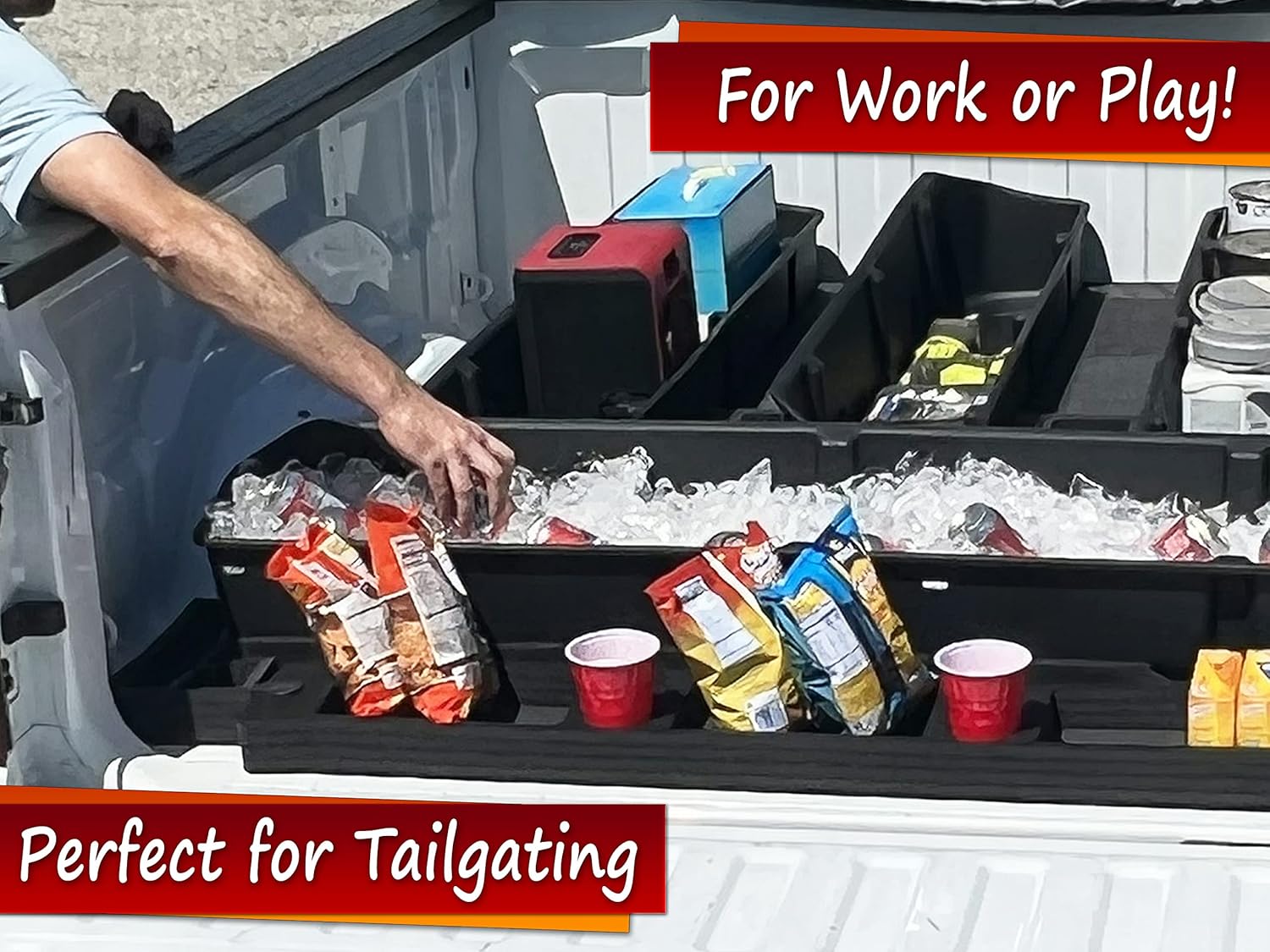 Red Hound Auto Complete Truck Bed Storage System Cargo Organizer Compatible with Chevrolet/GMC Silverado/Sierra 1500 2019-2023 4 Giant Weatherproof Containers Solution Fits 6.5 Foot Bed