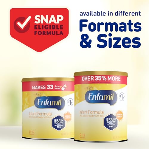 Enfamil Infant Formula, Milk-based Baby Formula with Iron, Omega-3 DHA & Choline, Powder Can, 21.1 Oz (Pack of 4)