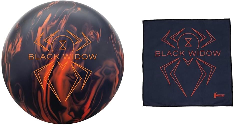 Hammer Black Widow 3.0 Bowling Ball 14lbs & Bowling Products Bowling Widow Micro Suede Towel, Black