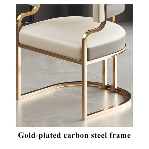 Leather Modern Tub Chair Upholstered Armchair for Living Room,Dining Room Chairs Guest Chairs for Reception Single Sofa Chair with Golden Metal Legs(White)