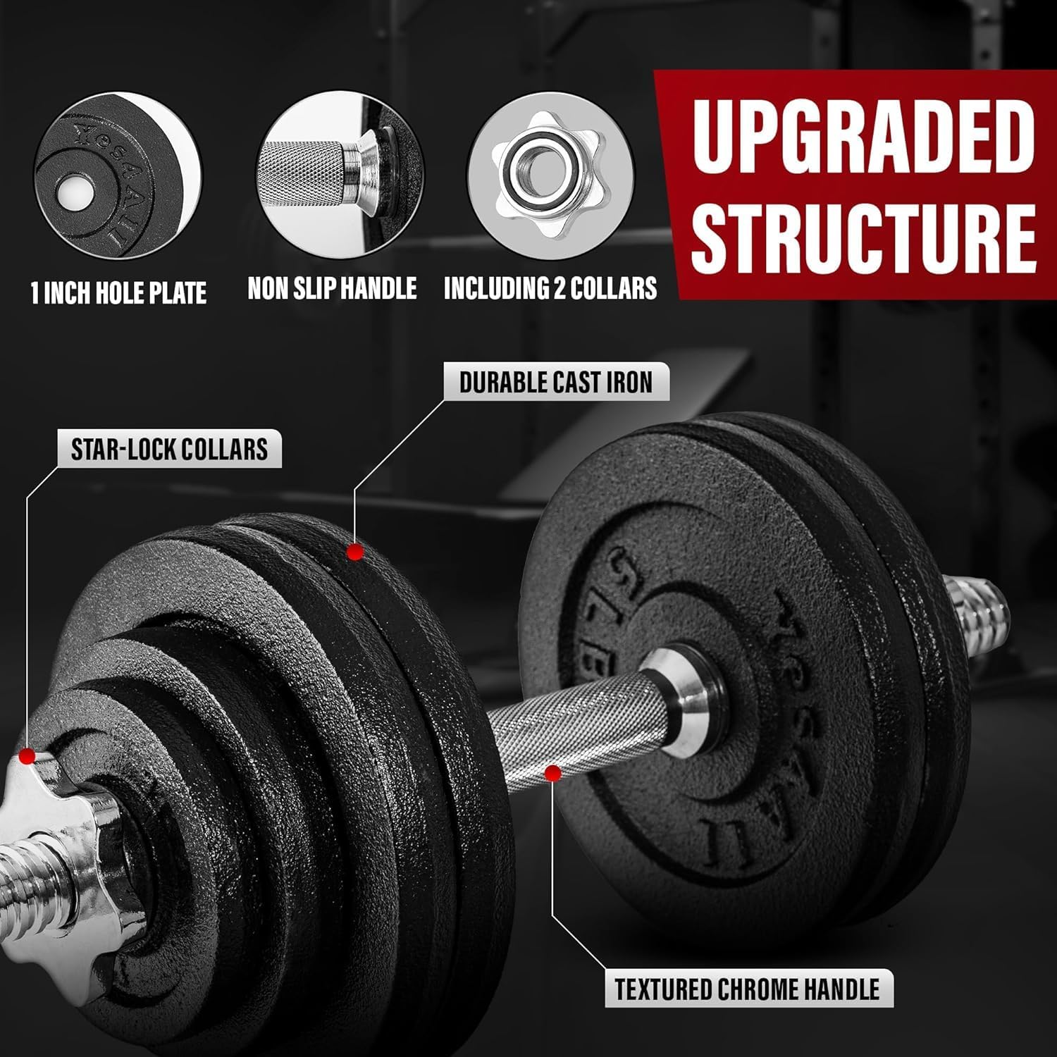 Yes4All Adjustable Dumbbell Weight Set of 2, Exercise & Fitness Dumbbells - 200 LBS Brown Box