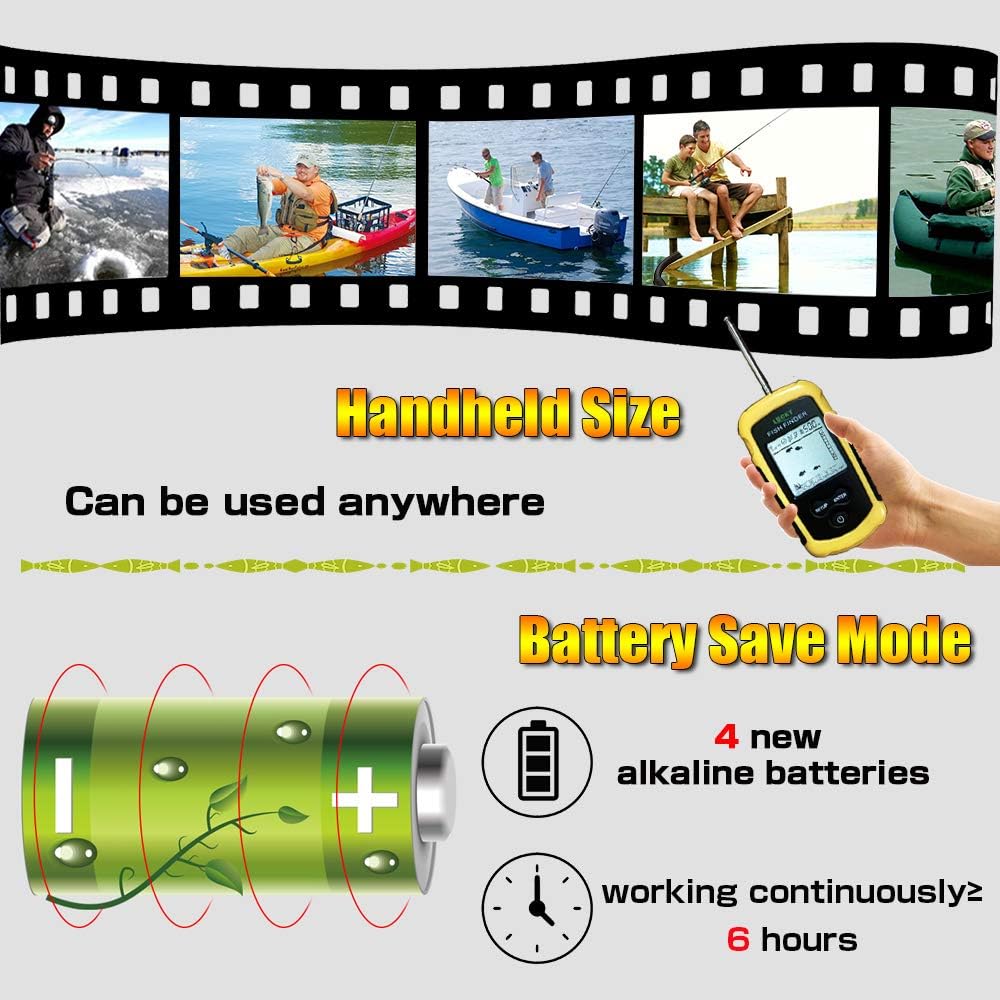 LUCKY Castable Wireless Fish Finder Kayak Portable Ice Fish Finders Handheld LCD Display Depth Finder Boat Pack of 2