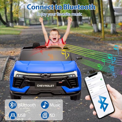 2 Seater Ride On Car for Kids, Licensed Chevrolet 24V 7AH Ride On Toys with Parent Remote Control, Kids Electric Vehicles Battery Powered Cars for Toddlers, Spring Suspension, LED Lights