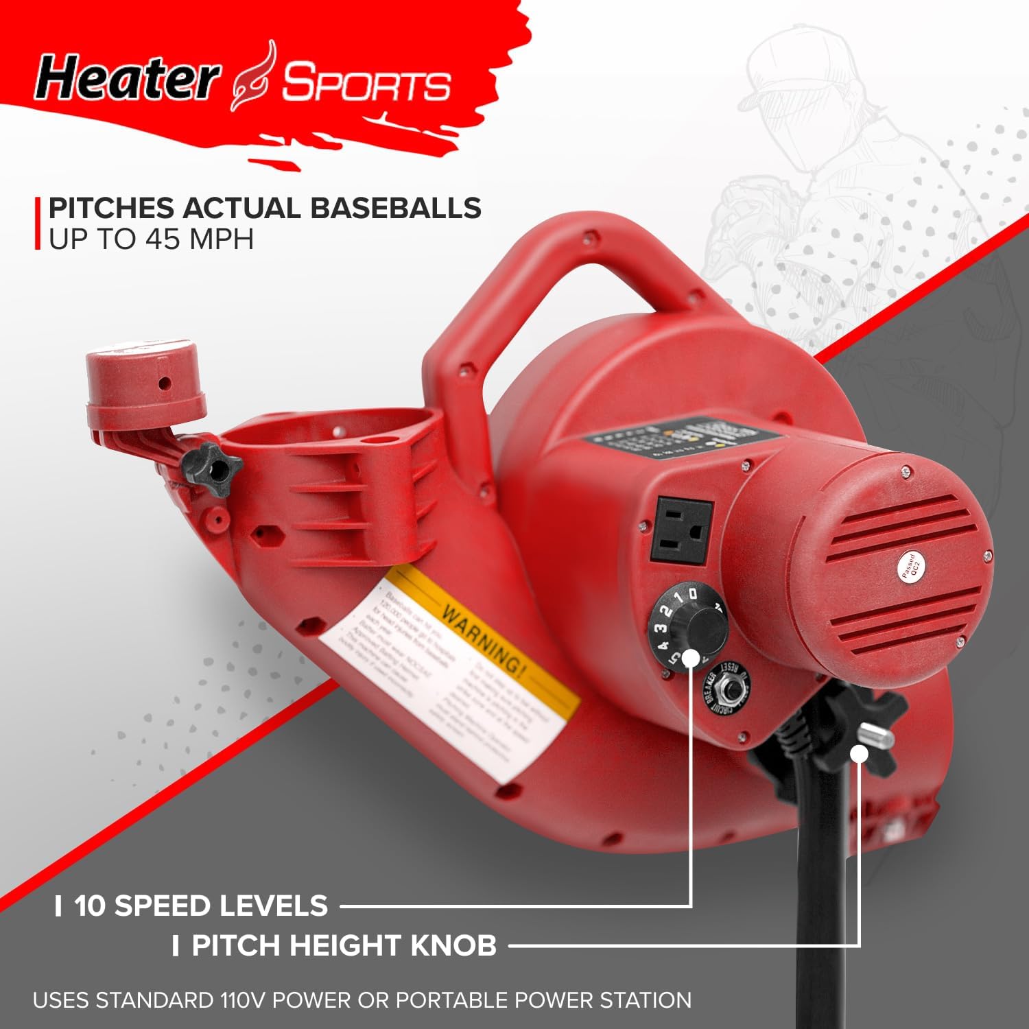 Heater Sports Double Play Pitch Back & Pitching Machine DP249, Red