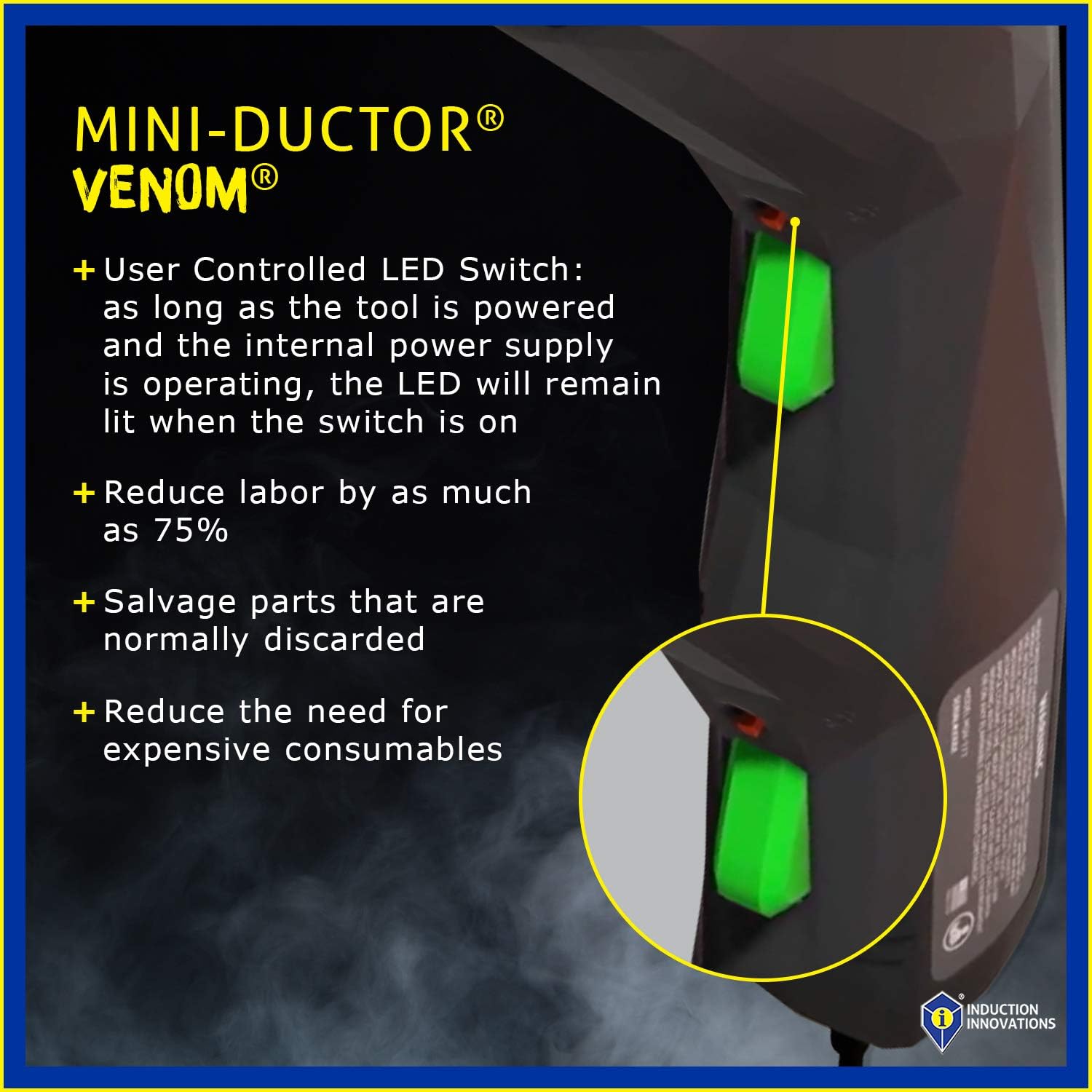 INDUCTION INNOVATIONS - Mini-Ductor Venom HP Portable Induction Heater Tool with Coil Twist Lock