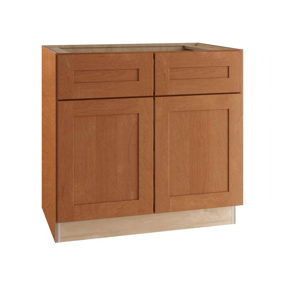 Home Decorators Collection Hargrove Assembled 33x34.5x24 in. Plywood Shaker Base Kitchen Cabinet Soft Close Doors/Drawers in Sta