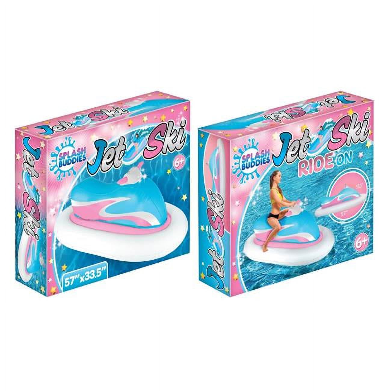 Splash Buddies SB78460 Kids Inflatable Ride On-Jet SKI Water Toys, Blue & Pink