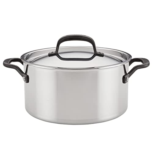 KitchenAid 5-Ply Clad Polished Stainless Steel Stock Pot/Stockpot with Lid, 8 Quart