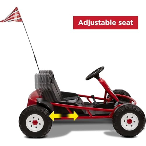 Radio Flyer 36V Battery-Powered Kids Electric Go-Kart with Adjustable Seat, Rubber Wheels, Grey