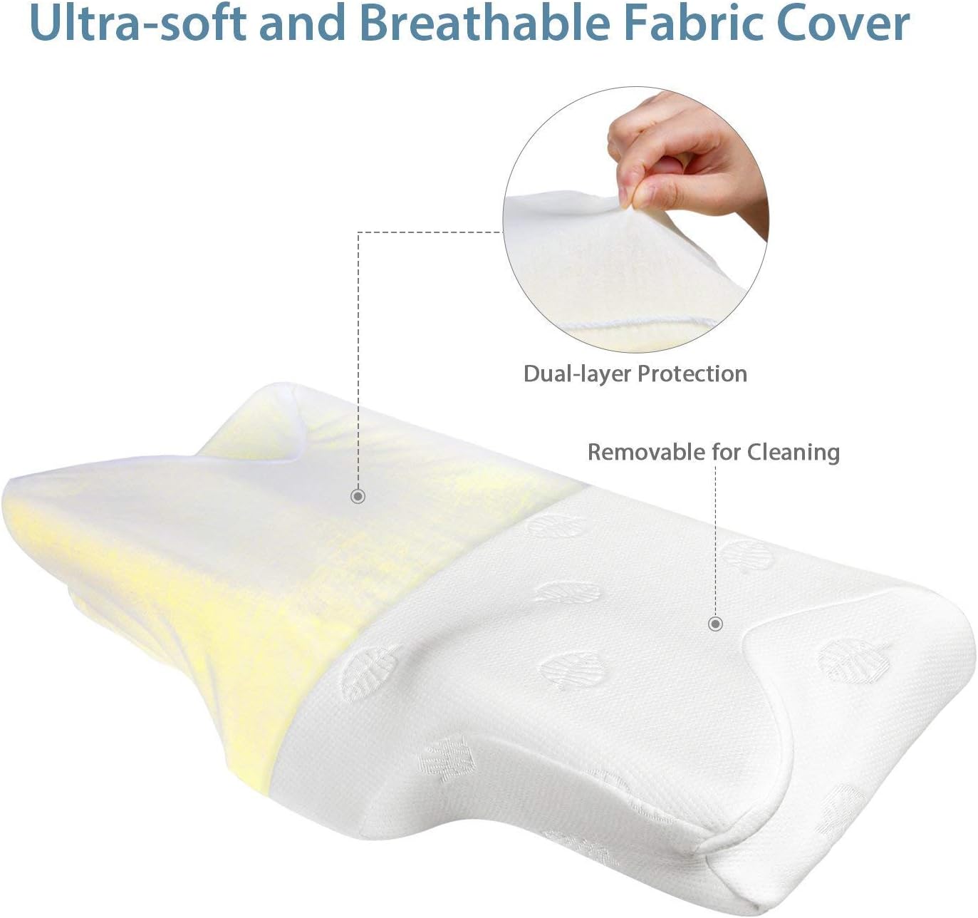 Cervical Pillow Memory Foam Pillow Orthopedic Contour Pillow for Neck Shoulder Pain Release Suitable for Back Side Stomach Sleeper with Machine Washable Pillowcase