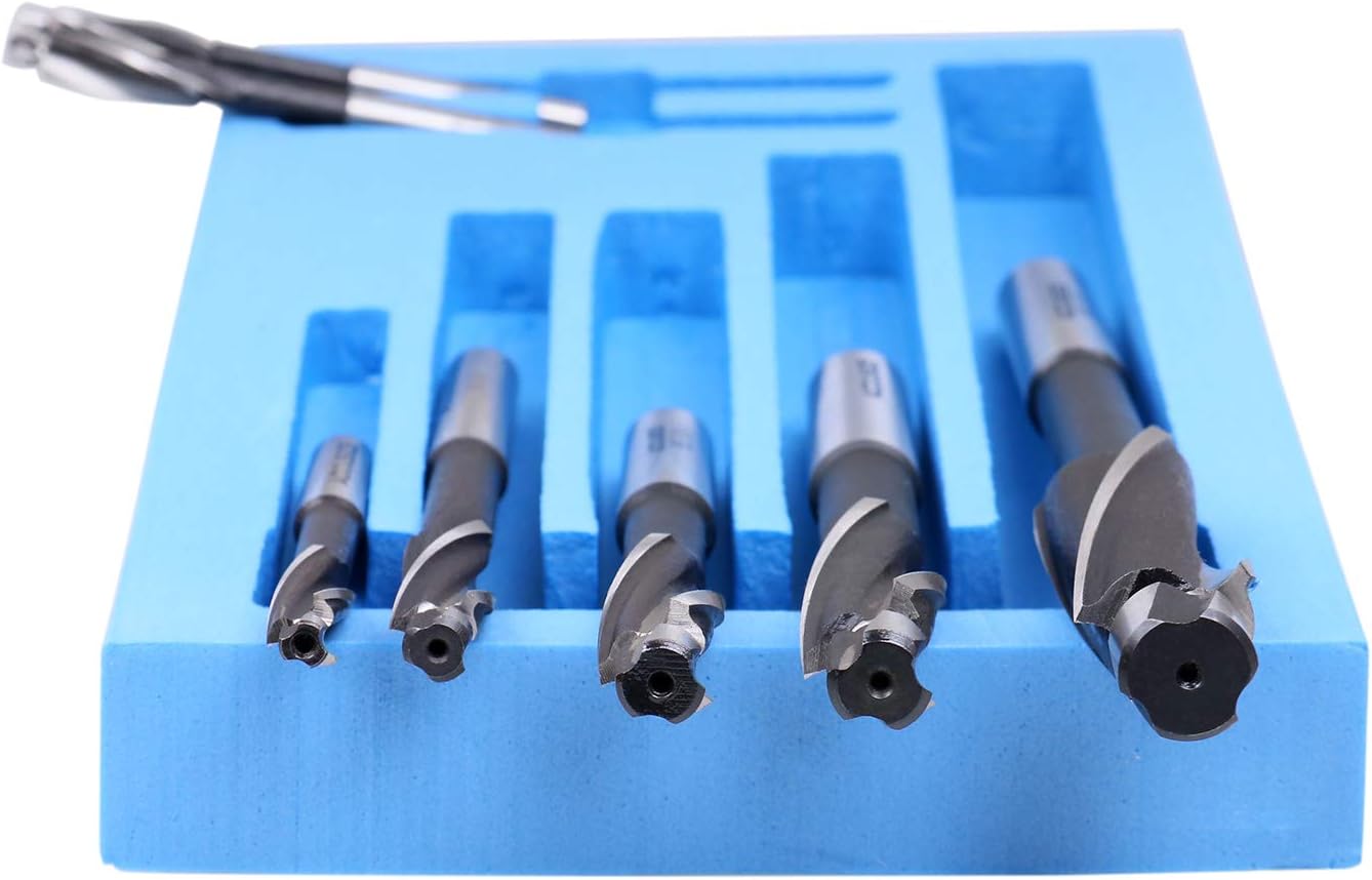 Accusize Industrial Tools H.S.S. Solid Cap Screw Counterbore Set, 3 Flute, Straight Shank, 7 Pc, 508S-0007