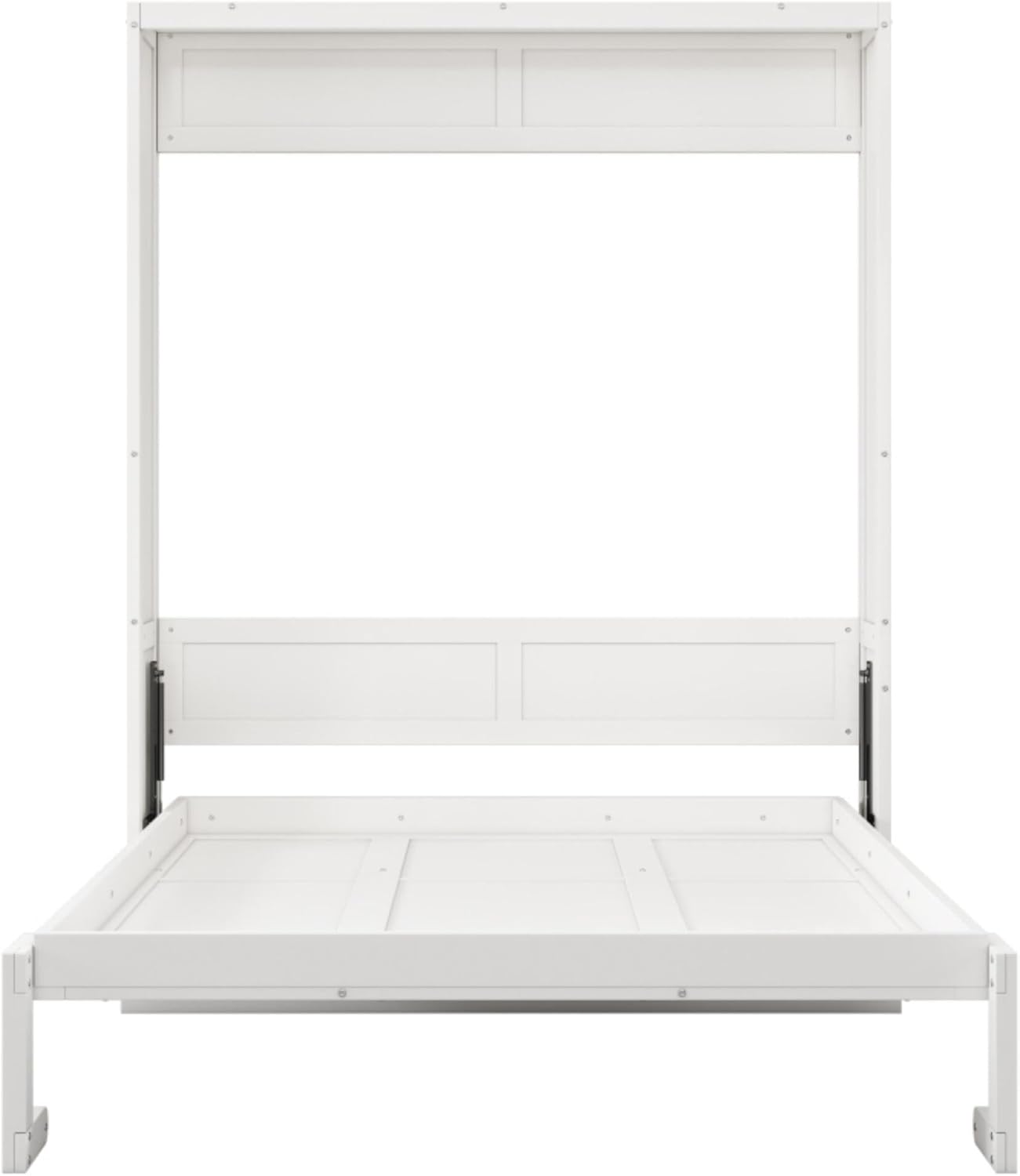 Queen Size Murphy Bed with Desk Combo, 68-inch Vertical Wall Bedframe Foldable into Cabinet Luxury for Bedroom Guest Room Small Space, Study, Office, Easy to Assemble, White