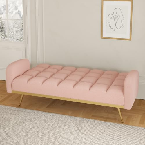 72'' Futon Sofa Couch Bed, Modern Convertible Loveseat Sleeper Sofa with 2 Cupholders Adjustable Backrest, Couches Love Seats for Small Spaces Living Room Office Bedroom (Green+New)