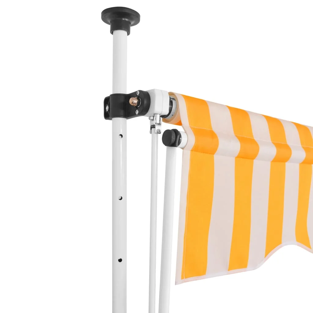 OWSOO Manual Retractable Awning 118.1" Yellow and White Stripes