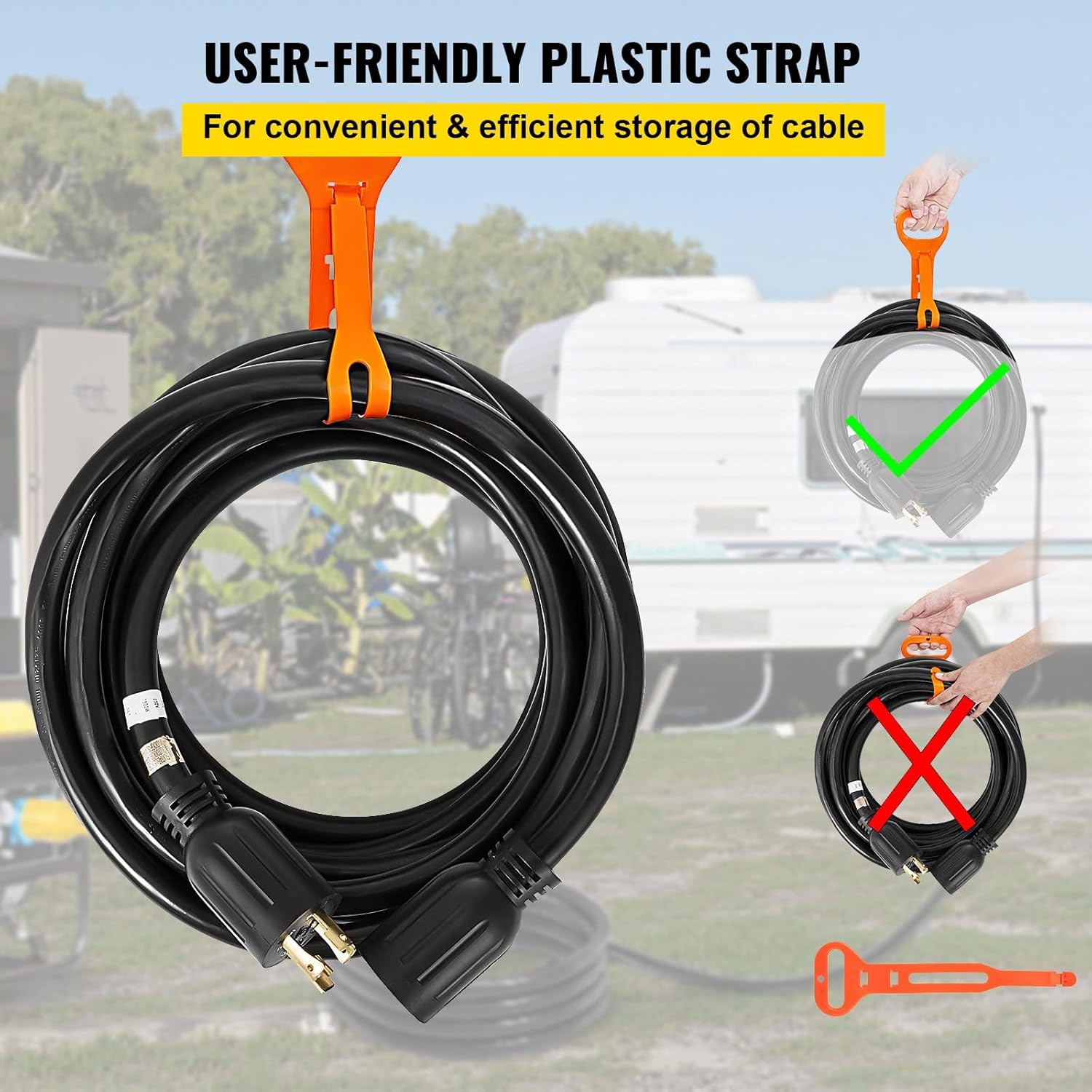 Generator Extension Cord 50Ft 30 Amp 4 Wire 10 Gauge 125V 250V Twist Lock Connectors - Ideal for Powering Generators