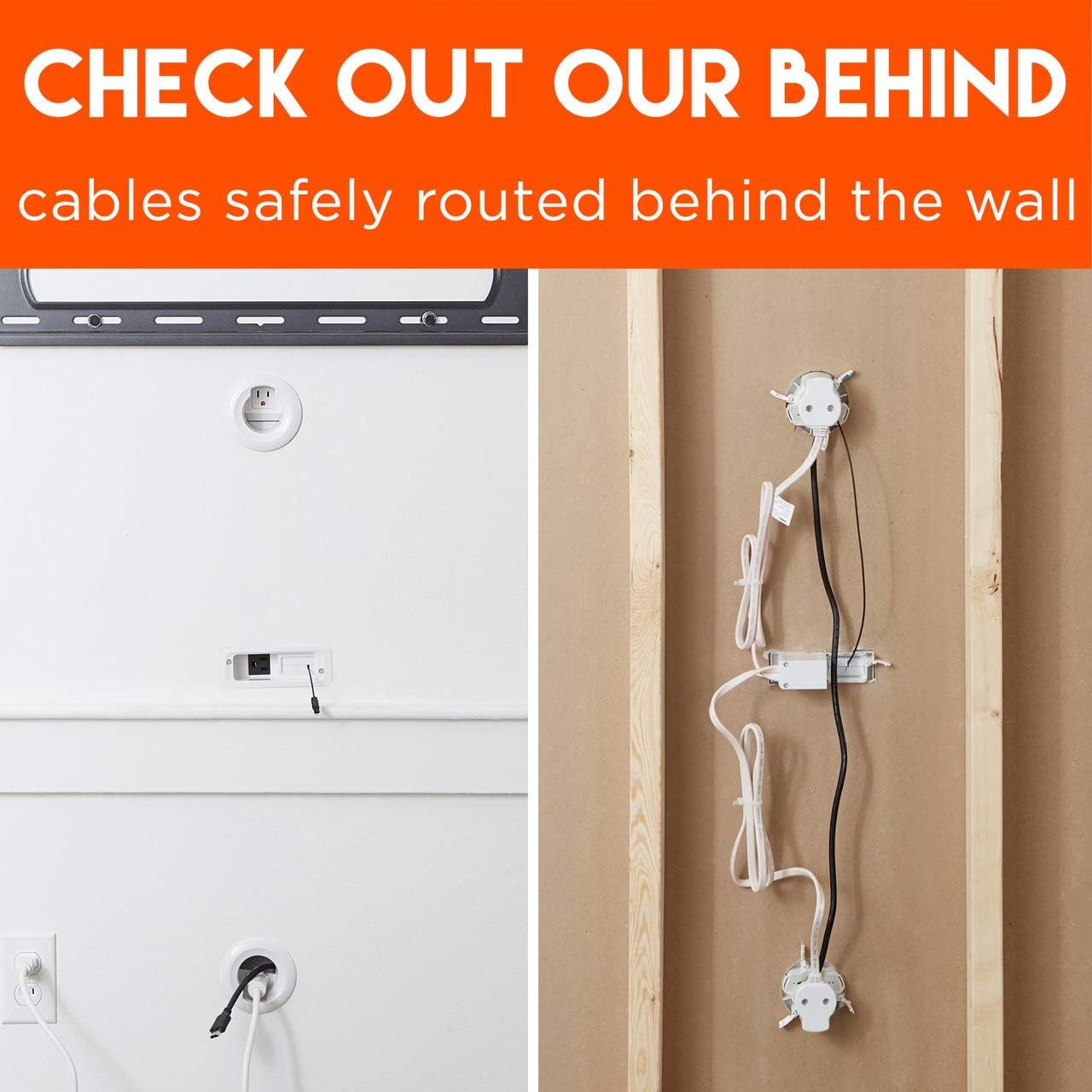 ECHOGEAR in-Wall TV & Soundbar Power Kit Safely Hides Cables Behind Your Wall - Includes Low Voltage Cable Managment to Conceal All TV & Soundbar Wires (HDMI, Optical, etc.)