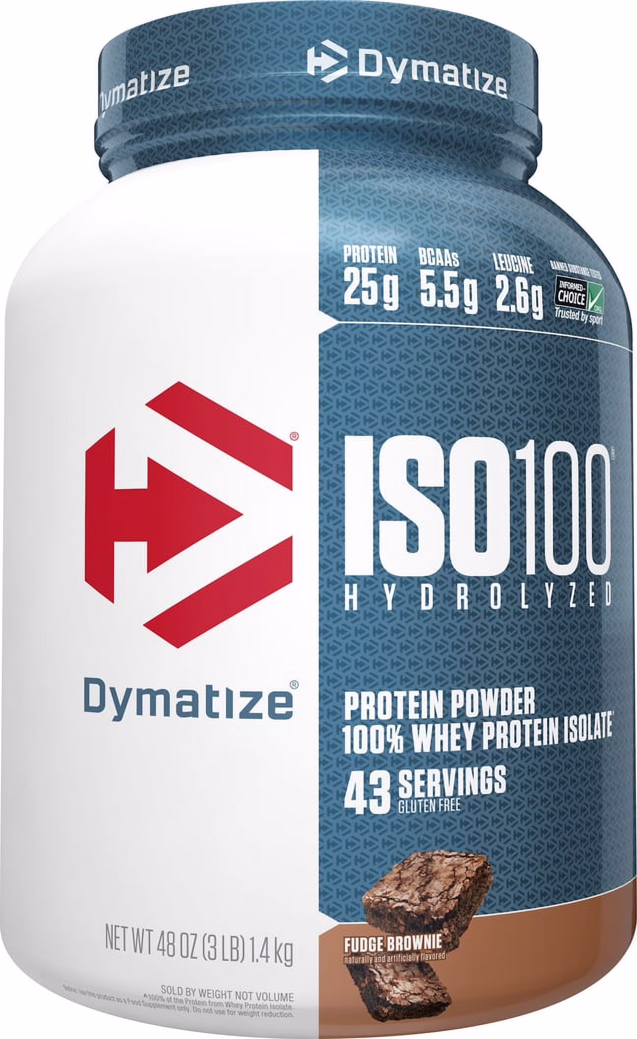 Dymatize ISO100 Hydrolyzed Whey Isolate Protein Powder, Fudge Brownie, 3 lb