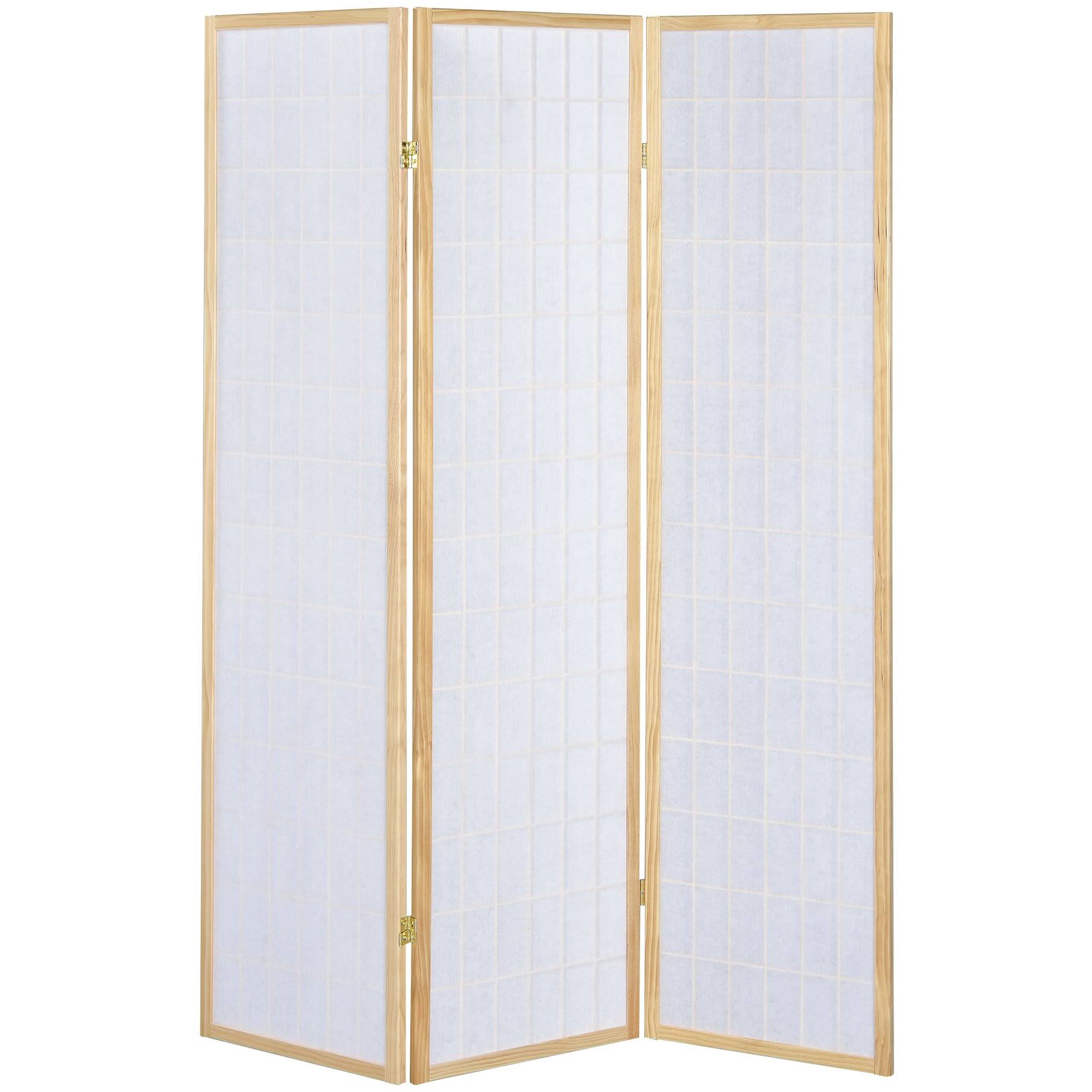 Shoji 3 Panel Room Divider Folding Screen, Natural