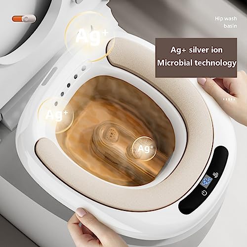 Electric Sitz Bath for Hemorrhoids Sitz Baths Tub for Toilet Seat Sitz Bathtub for Men Women Sits Bath Postpartum Care Kit Soaked Steam Relief of Vaginal/Anal Inflammation,PVC, Light Tan