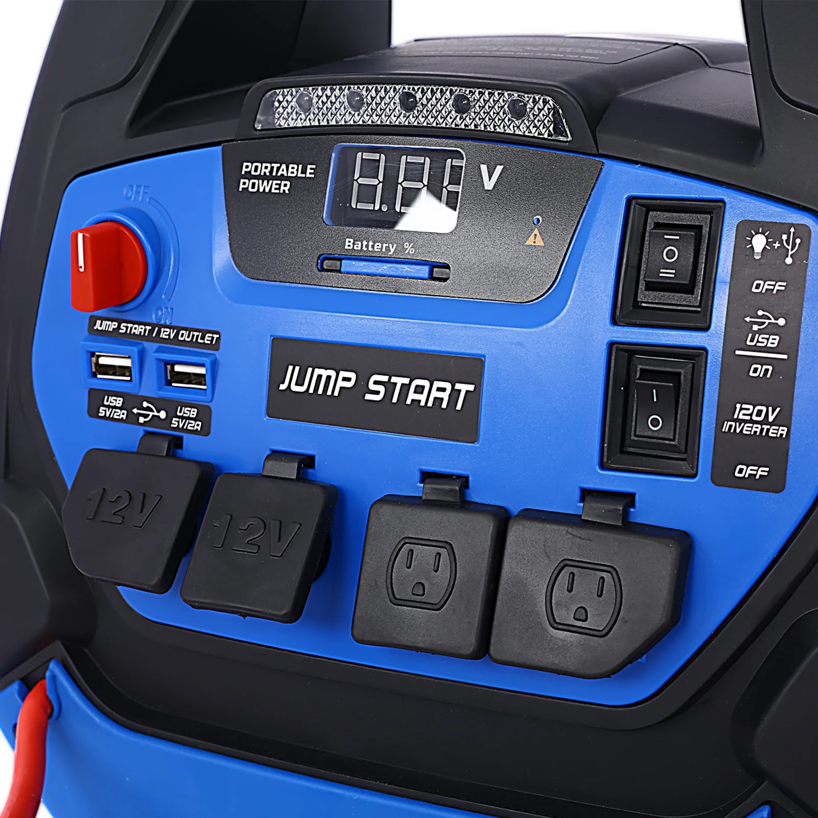 iRerts 1800 Peak Amp Jump Starter, Rechargeable Jump Starter for Gas Diesel Vehicles, Portable Power Station Powerhouse with Air Compressor, 2 DC Outlets, 2 AC Outlets, and 2 USB Ports