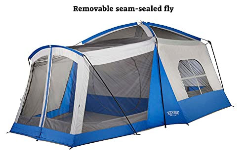 Wenzel Klondike 8 Person Water Resistant Tent with Convertible Screen Room for Family Camping