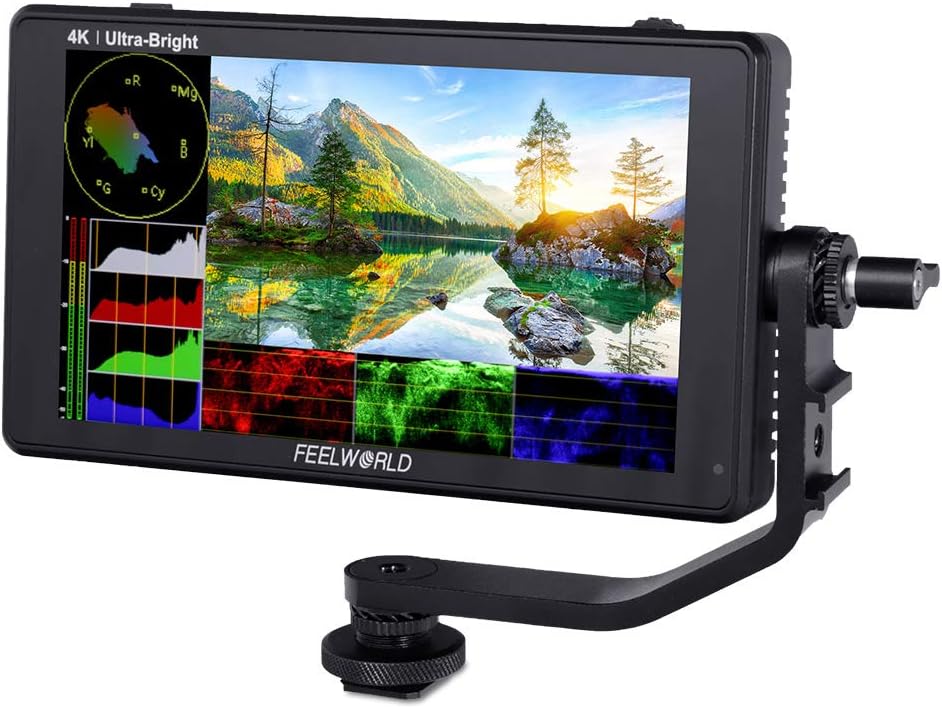 FEELWORLD LUT6 6 Inch 2600nits HDR 3D LUT Touch Screen DSLR Camera Field Monitor with Waveform VectorScope Histogram 4K HDMI Input Output 1920X1080