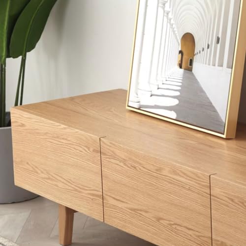 Modern Media Console Nordic Modern Simple Solid Wood TV Cabinet Small Apartment White Oak Cherry Wood Living Room Minimalist TV Cabinet for Living Room Bedroom(A,210X40X40CM)