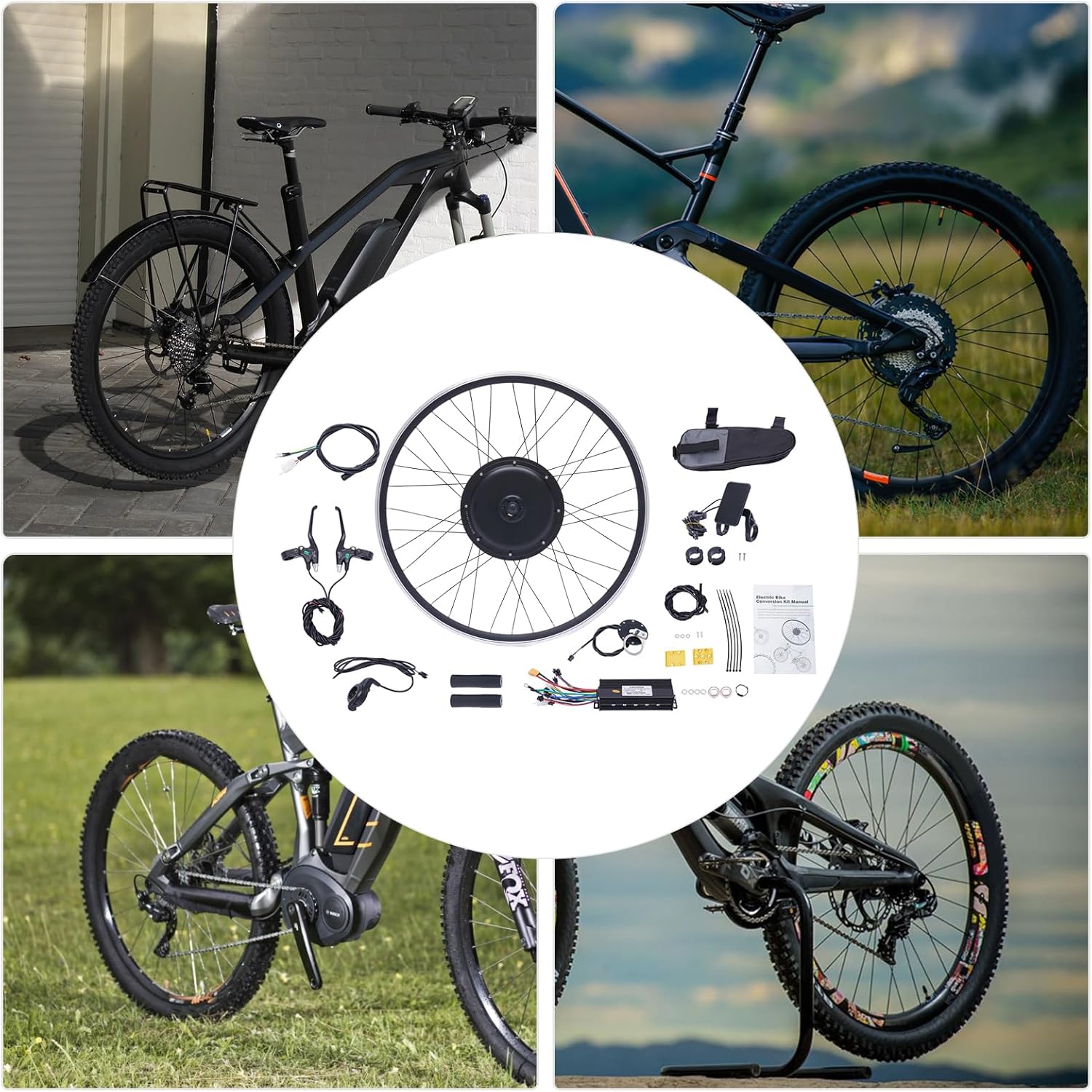 700C Electric Bicycle Front/Rear Wheel Motor,Powerful Ebike Hub Motor Kit,Bike Conversion Kit LCD 48V 1000W