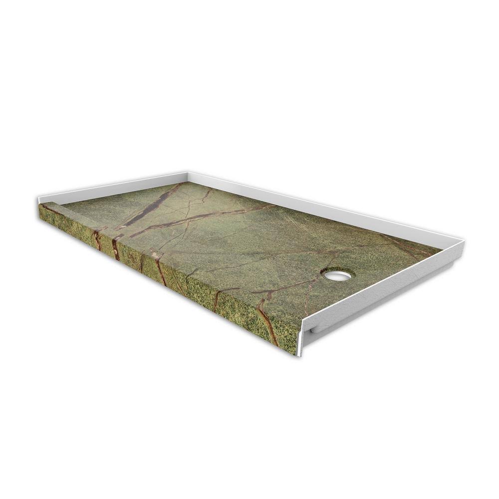 FlexStone Rainforest 32-in W x 60-in L with Right Drain Fiberglass/Plastic Composite Shower Base | FLXSBR6032RF