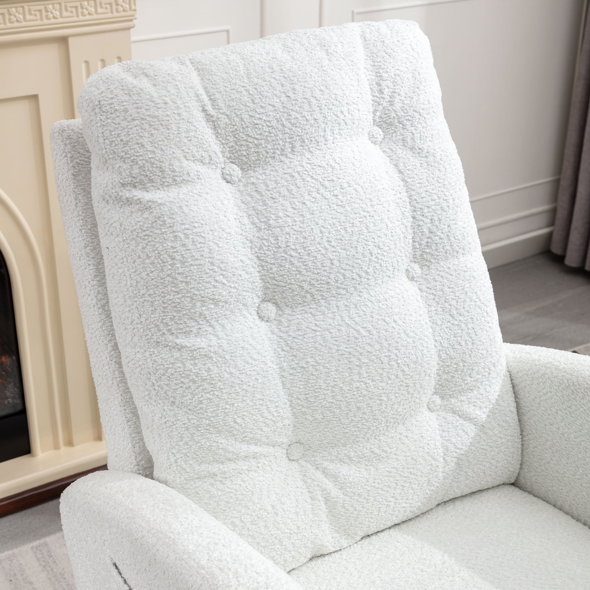 Nursery Rocking Chair with Footrest - High Back, Rubber Wood Rocking Legs, Ideal for Bedroom and Living Space