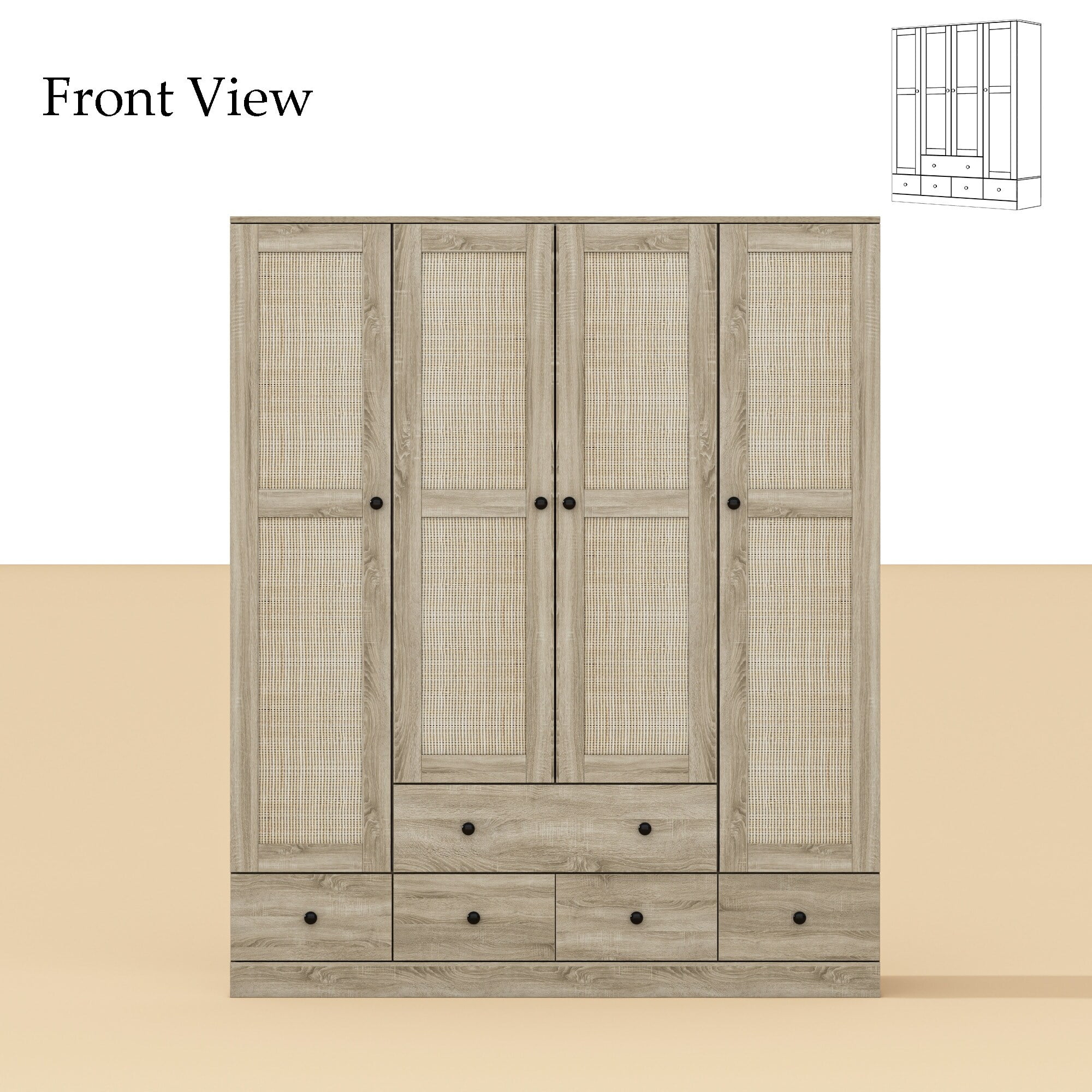 Wardrobe Armoire Closet 59"W Large Freestanding Wardrobe Cabinet White Wood
