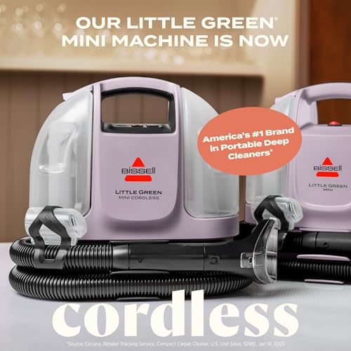 BISSELL Little Green Mini Cordless Portable Carpet and Upholstery Deep Cleaner, Car/Auto Detailer, with HydroRinse Self-Cleaning Tool and 4" Tough Stain Tool, 4015