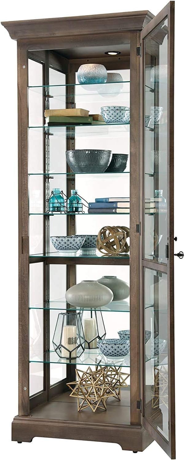 Howard Miller Chesterbrook I Curio Cabinet 680-658 – Cherry Bordeaux Finish Home Decor, Seven Glass Shelves, Eight Level Display Case, Locking Door, No Reach Light