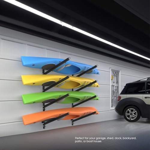 Adjustable Kayak Storage Rack, Freestanding Sup Storage Stand, Weatherproof Canoe Holder, Heavy Duty Paddleboard Bracket, Surfboard Bracket for Indoor, Outdoor, Garage, Shed, Dock