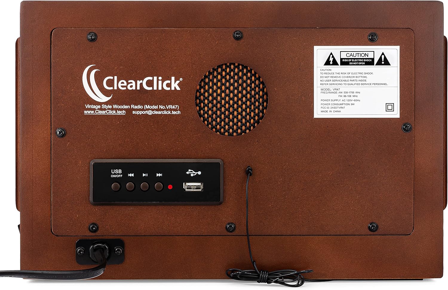 ClearClick Classic Vintage Retro Style AM/FM Radio with Bluetooth, Aux-in, & USB - Handmade Wooden Exterior Pack of 2