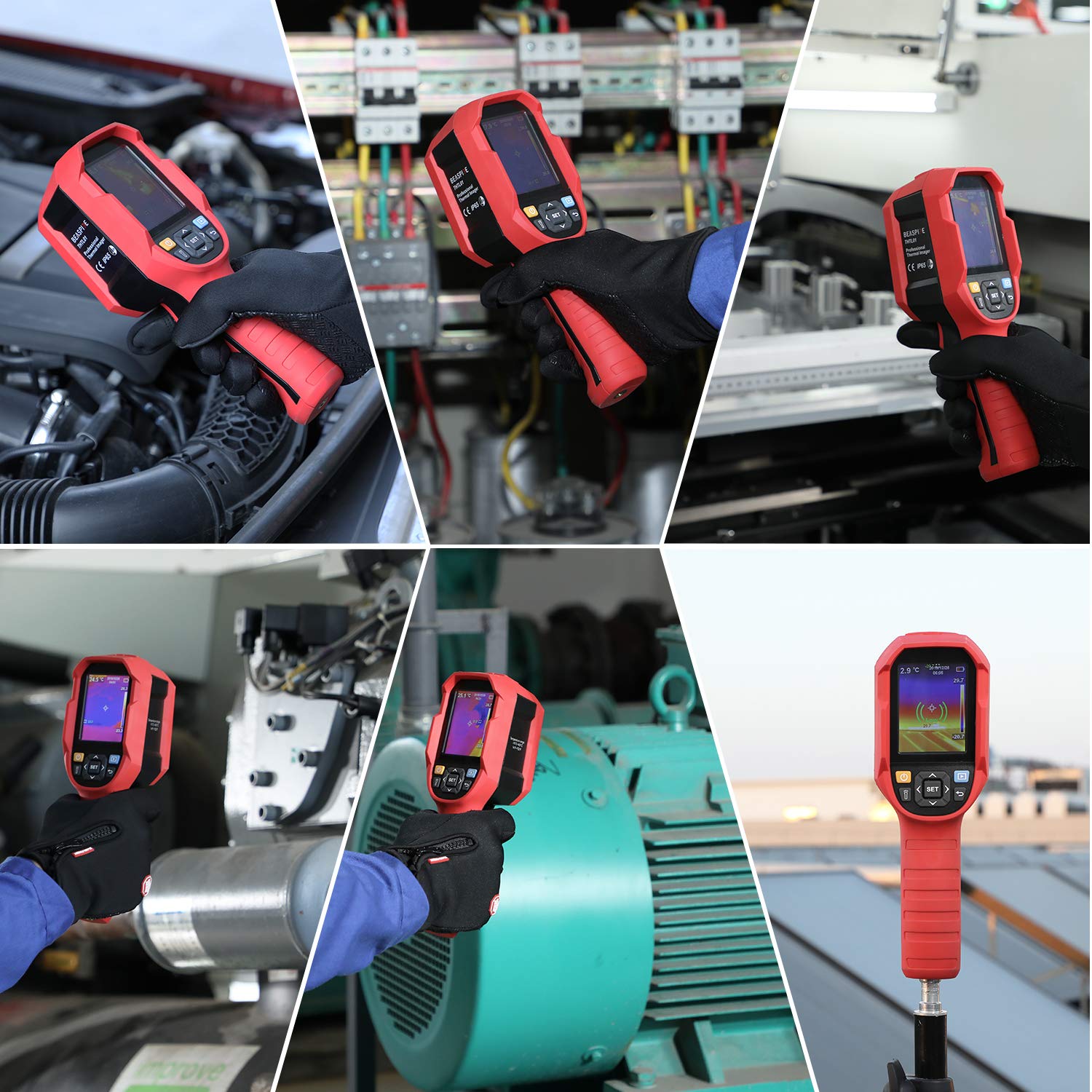220 x160 IR Infrared Thermal Imager Camera Rechargeable Handheld, 35200 Pixels Temperature Automatic Tracking Thermal Imaging Camera with 3.5” LCD Display, 5 Colors Palette and LED Light
