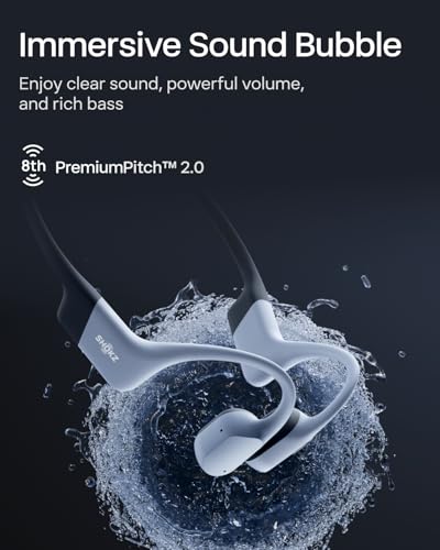 SHOKZ OpenSwim Pro - Open-Ear Bluetooth Headphones & 32GB MP3 Player, IP68 Waterproof, Bone Conduction Headphones, Secure Fit for Workouts, Running and Swimming, Built-in Microphone, App, Grey