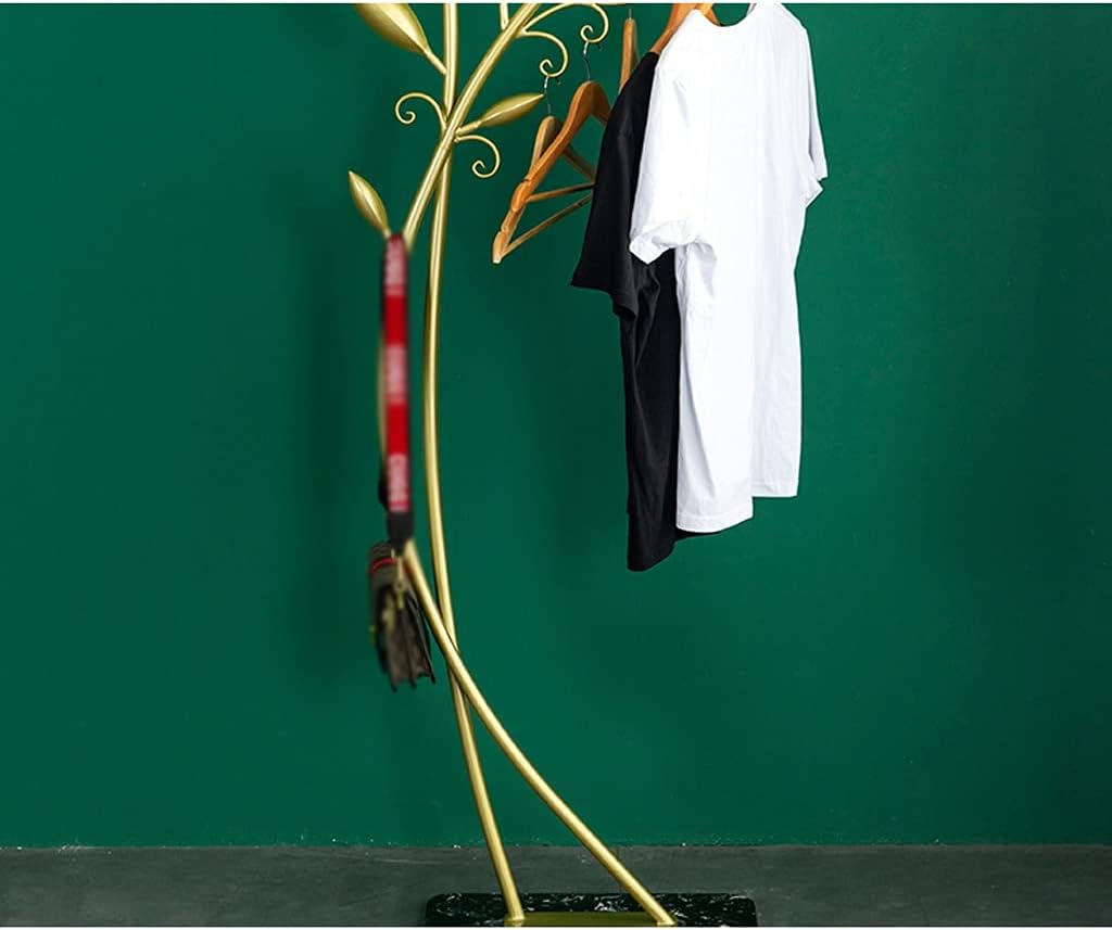 Household Floor-Standing Tree-Shaped Coat Shelf Modern Art Metal Hanger Bedroom Living Room Entrance Corner Coat Stand Wooden Coat Rack Standing Metal Coat Rack (Colo