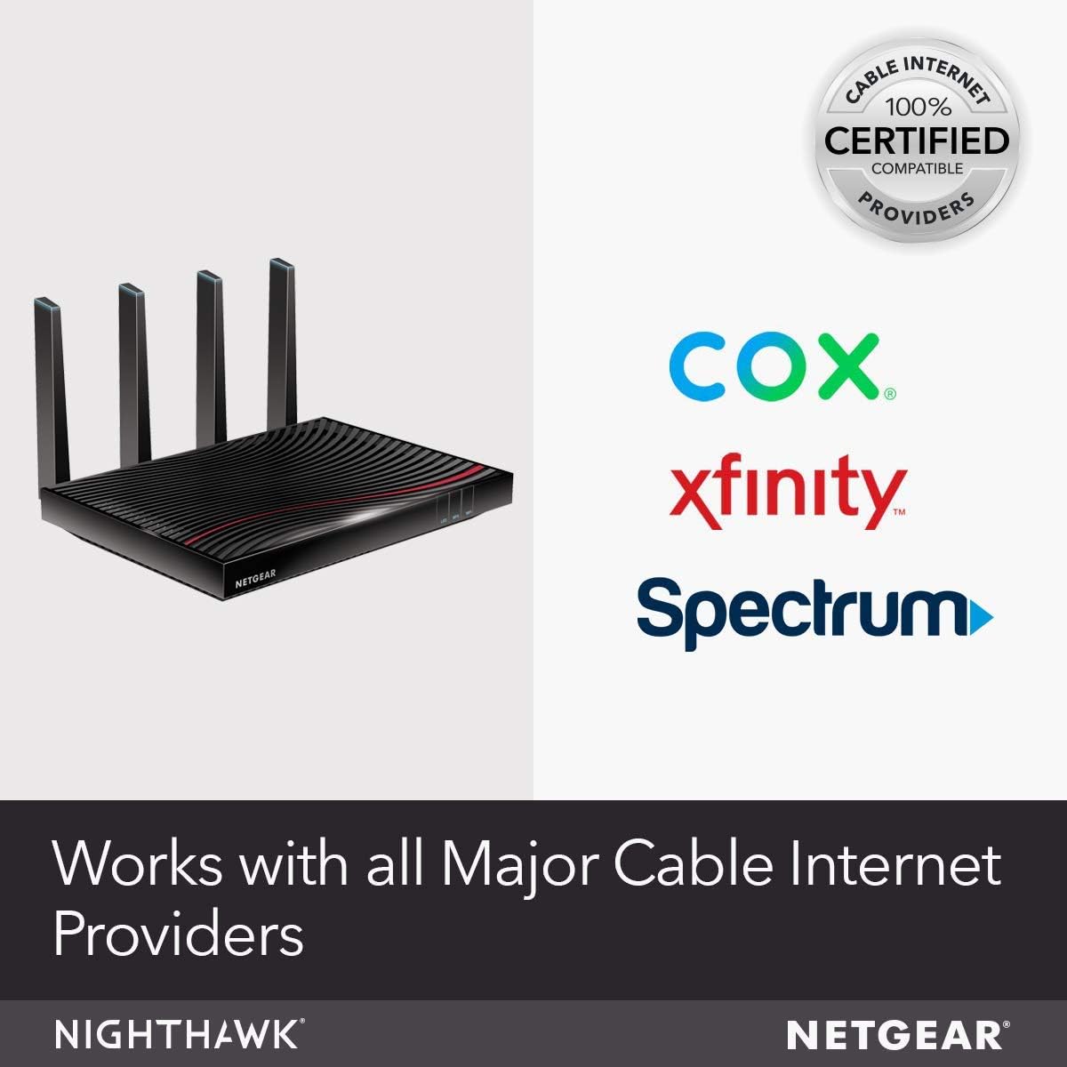 NETGEAR Nighthawk Cable Modem WiFi Router Combo (C7800) - Compatible with Cable Providers Including Xfinity by Comcast, Cox, Spectrum AC3200 WiFi Speed | DOCSIS 3.1 (Renewed)