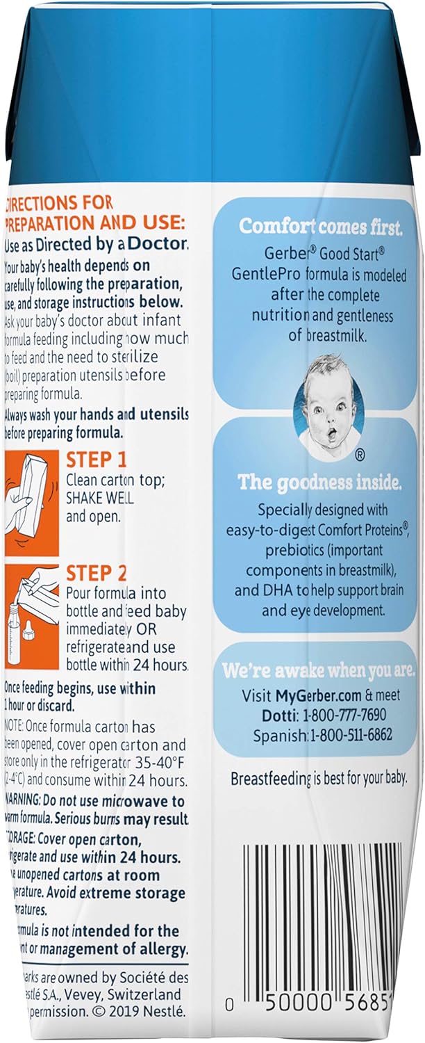 Gerber Good Start GentlePro, Non-GMO Ready to Feed Infant Formula Stage 1, 8.45 Fl Oz (Pack of 24) Pack of 2