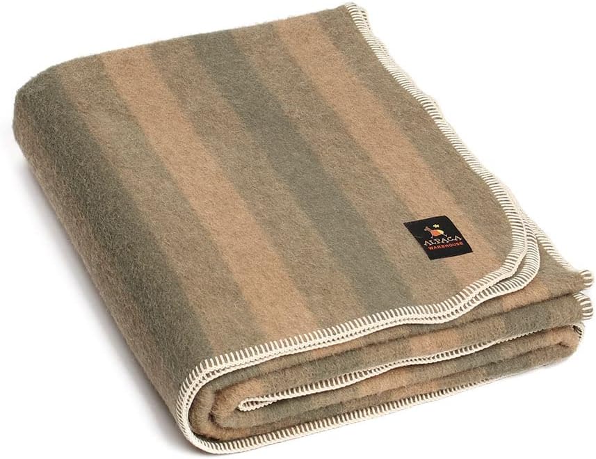 Thick Alpaca Wool Blanket Heavyweight Alpaca Wool Blanket Camping Outdoors Indoors Soft Peruvian Alpaca Wool Blankets That Come in Twin Queen King Size (Soft Gray/Ivory, Twin (Whipstitch Trim))