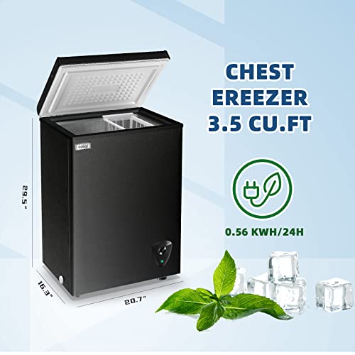 Chest Freezer 3.5 cu.ft Small Deep Freezer Mini Outdoor Chest Freezers with 7 Temperature Settings Ideal for Apartment Office RV and Kitchen